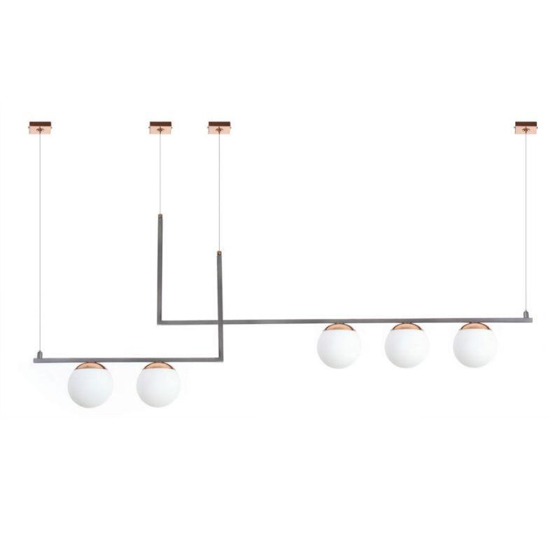 Pendente Old Artisan Jabuticaba 5L G9 1300x150x570mm Globo Ø120mm PD-5408