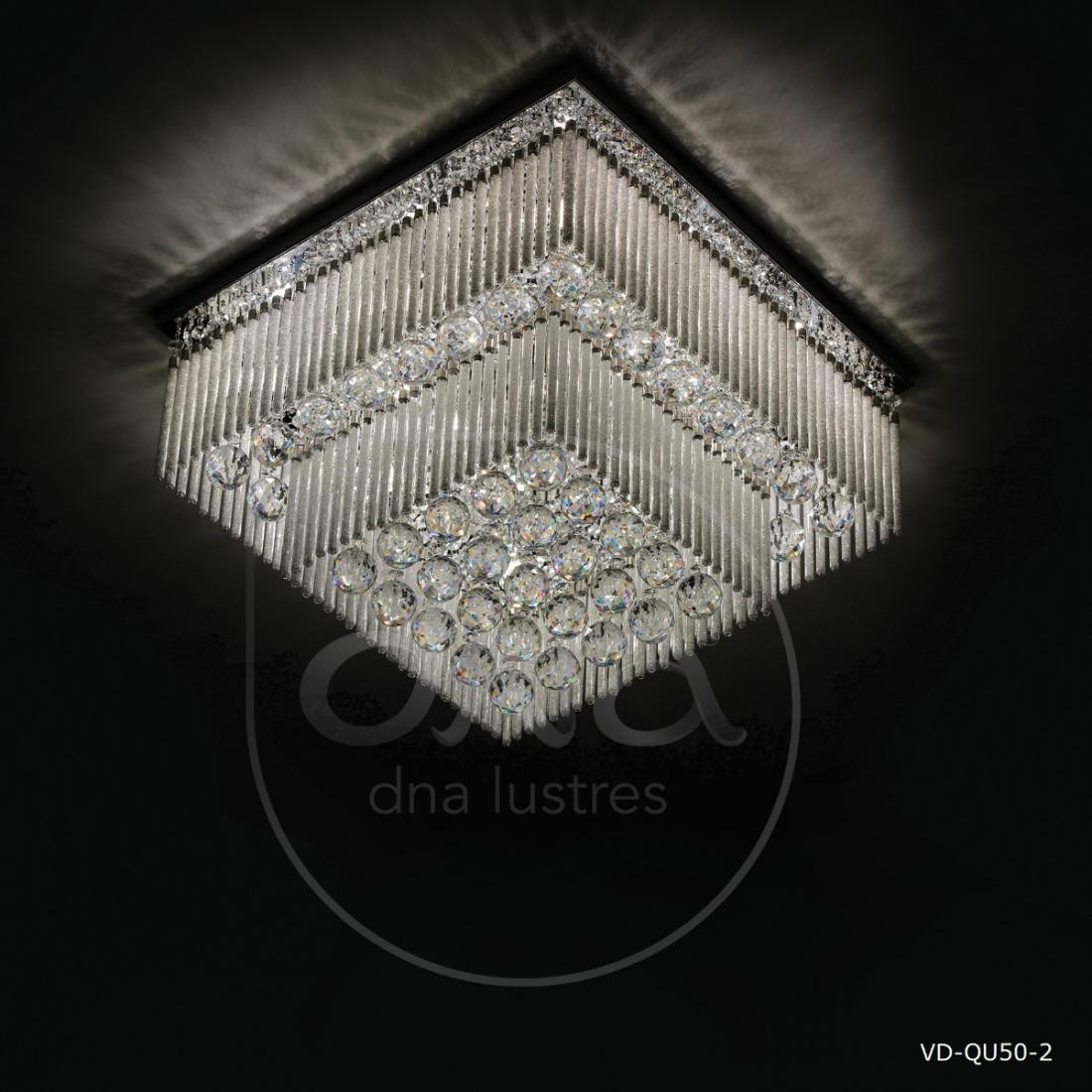 Plafon DNA Lustre Xangai Cristais Transparentes 2 Andares 12L G9 600x600x300mm 