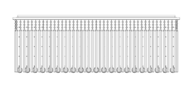 Plafon DNA Lustres Passarela Cristais Tubos e Bolas Transparentes 18L G9 1200x600x400mm