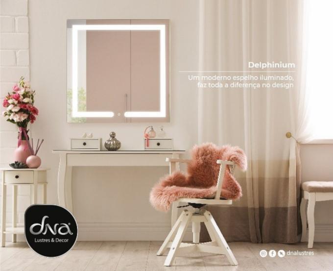 Espelho DNA Lustres Delphinium Touch 58/116 watts 4000K 1000x1000mm 