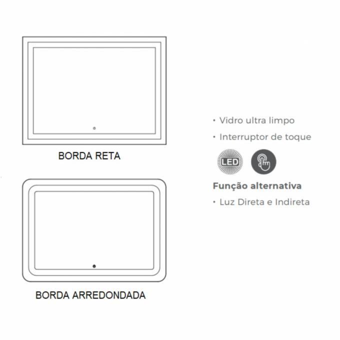 Espelho DNA Lustres Retangular Narcissus 104 watts 4000K com Desembaçador 1000x800mm