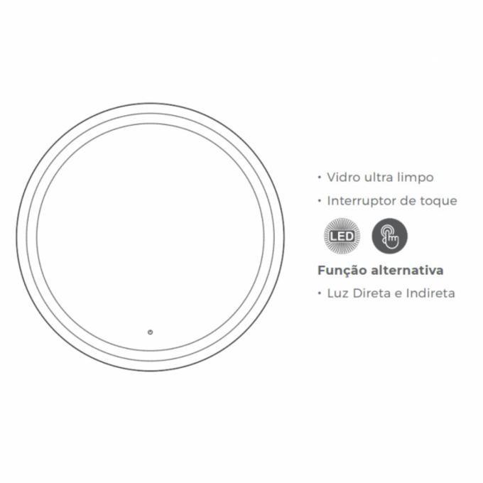 Espelho DNA Lustres Touch Camellia 92 watts 4000K com Desembaçador Ø1000mm