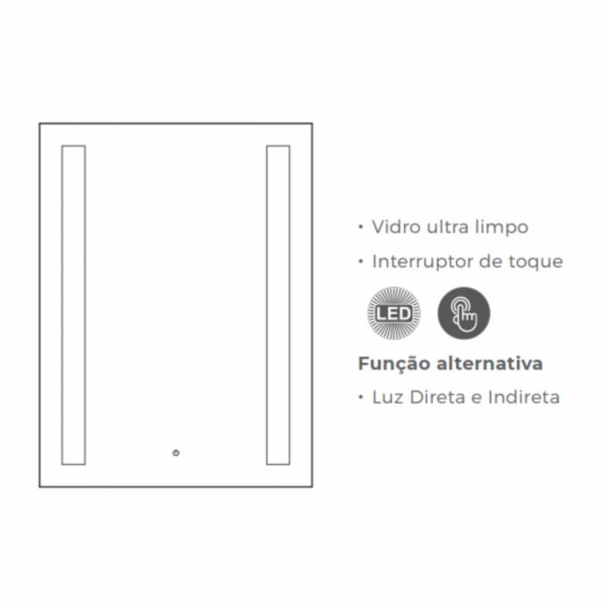 Espelho DNA Lustres Dandelion Jules Touch 104 watts 4000K 1000x800mm 