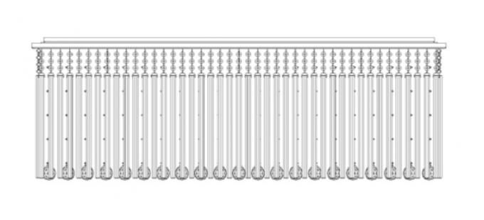 Plafon DNA Lustres Passarela Cristais Tubos e Bolas Transparentes 21L G9 1500x700x400mm