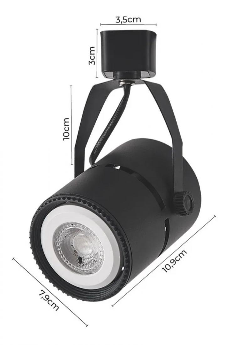 Spot para Trilho Nordecor Classic PAR20 E27 Preto Ø78x115mm 6037