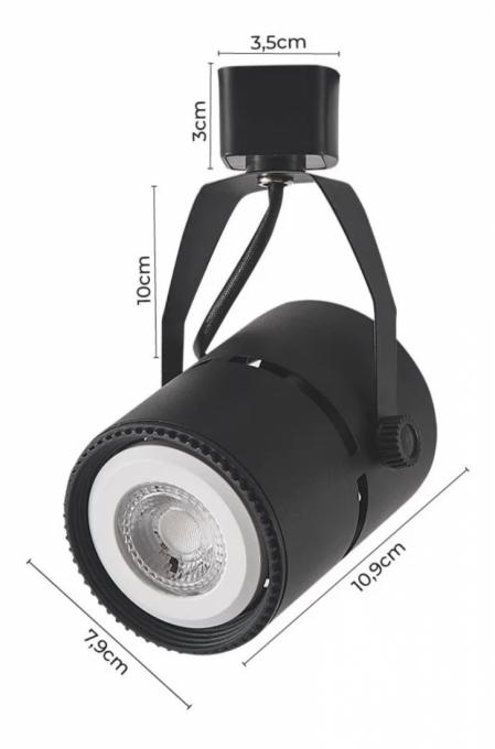 Spot para Trilho Nordecor Classic PAR20 E27 Preto Ø78x115mm 6037