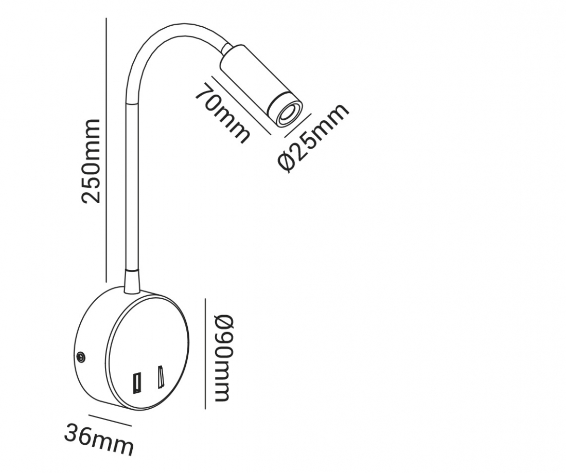 Arandela Opus Mamba Flexível Branco 3 watts 3000K Bivolt Ø90x250x36mm OPS 38827