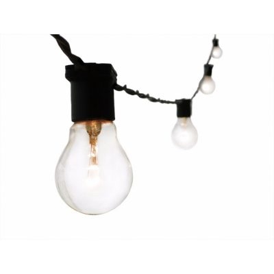 Cordão/Varal de Luz Branco 10 metros com 20 Soquetes E27 Cabo 1,5mm