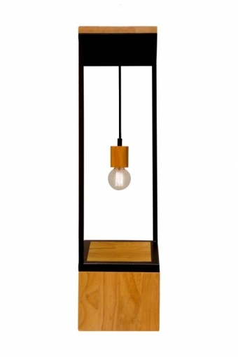 Luminária de Mesa Nova Home Scarpa Jequitibá Natural e Aço Preto Fosco 1L E27 450mm 1096