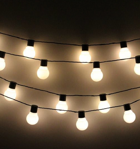Cordão/Varal de Luz Branco 10 metros com 20 Soquetes E27 Cabo 1,5mm