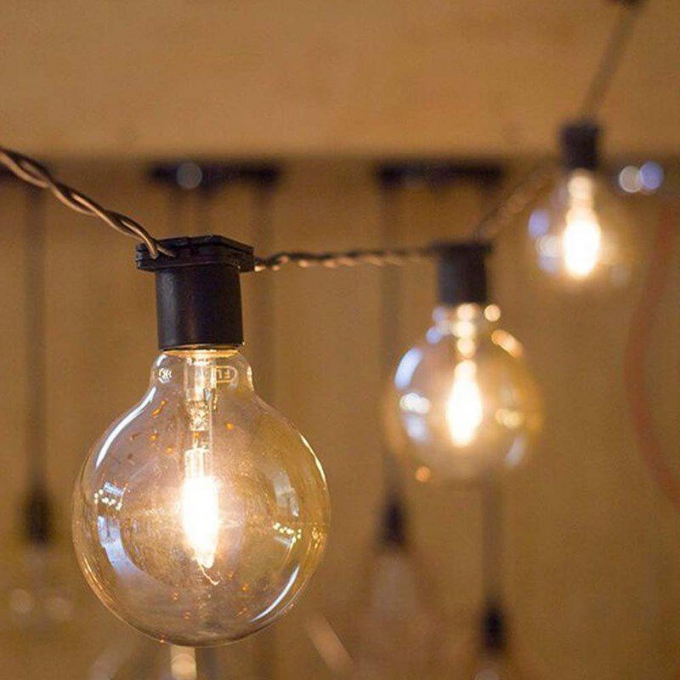 Cordão/Varal de Luz Branco 10 metros com 20 Soquetes E27 Cabo 1,5mm
