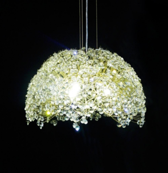 Pendente Artesanal Lampluz Meia Cúpula Cristal 4L G9 Ø400x220mm MEA40