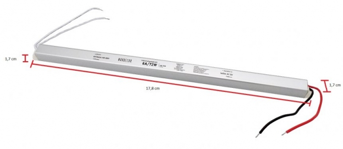 Fonte 12V Slim Nordecor 6A 72 watts IP20 380x25x20mm (Ultra Fina) 7018

