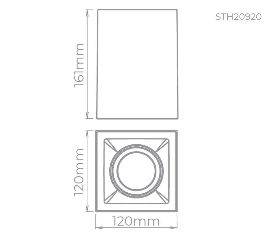 Plafon Sobrepor Stella Square Out PAR20 Branco Direcionável 120x120x161mm STH20920