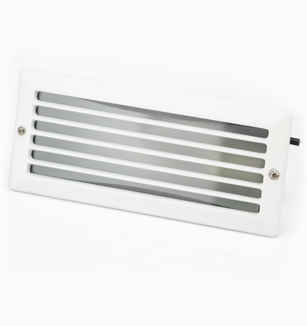 Balizador Embutido Germany Einbau Alumínio e Vidro Jateado com Grade 1L E27 IP44 235x100mm