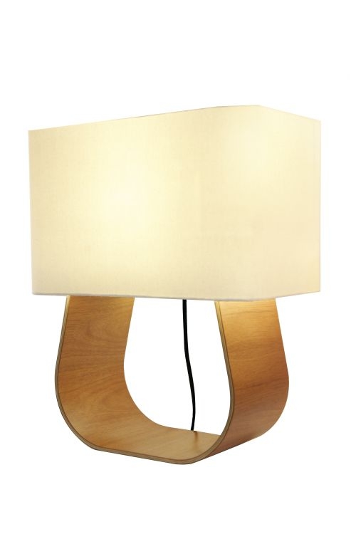 Abajur Nova Home Bent XL Jequitibá e Cúpula Linho 1L E27 590mm 1104