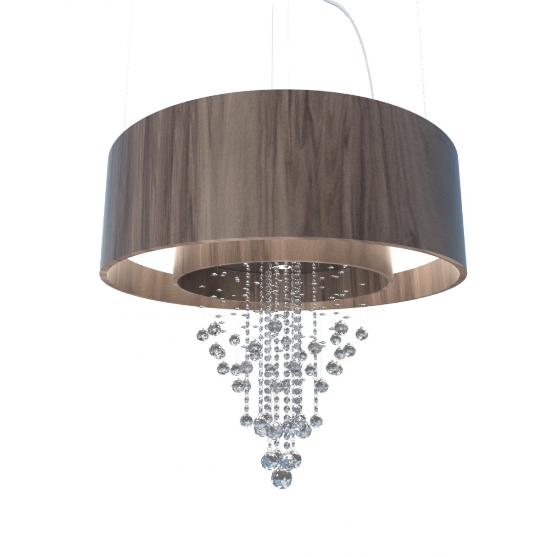 Pendente Accord Cilíndrico Duplo com Cristais 12L E27 + 8L GU10 (Inclusas) Ø1200x350mm 298C