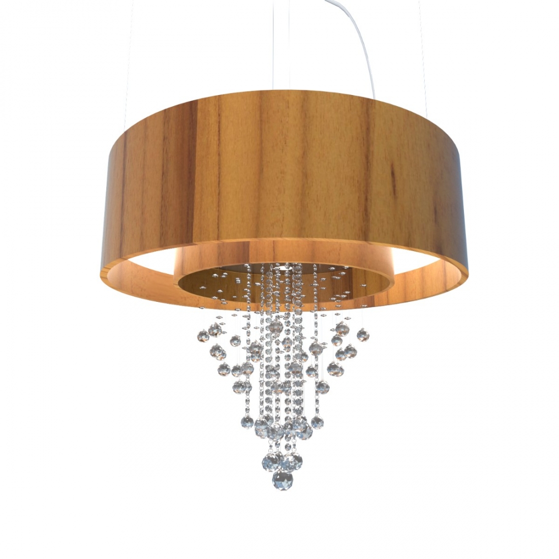 Pendente Accord Cilíndrico Duplo com Cristais 170 watts 2700K + 10L GU10 Ø1500x950mm 1155C
