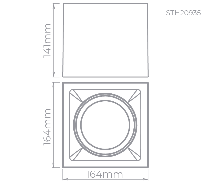 Plafon Sobrepor Stella Square Out AR111 Direcionável 164x164x141mm Branco STH20935BR
