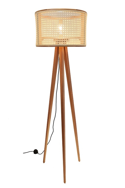 Luminária de Piso Nova Home Zen Jequitibá Natural e Cúpula Palha 1L E27 1650mm 2046