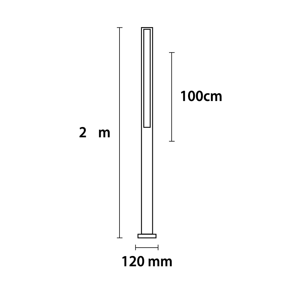 Poste Germany Garten 1L Tubular T8 1200mm Alumínio 2000mm