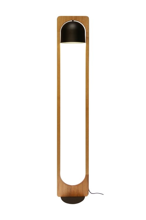 Luminária de Piso Nova Home RLTV Jequitibá Natural e Cúpula Preta 1L E27 1650mm 2083