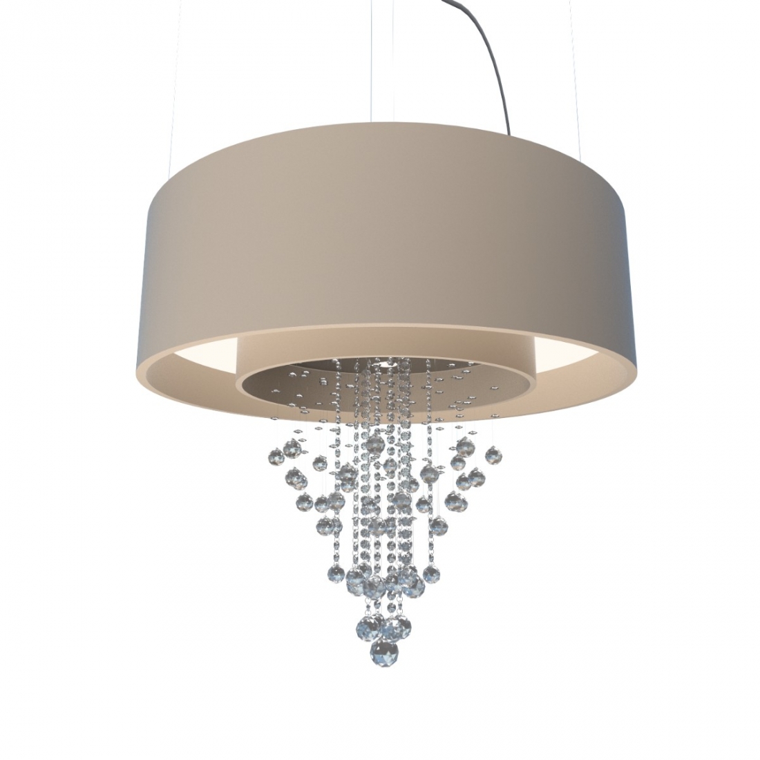 Pendente Accord Cilíndrico Duplo com Cristais 170 watts 2700K + 10L GU10 Ø1500x950mm 1155C