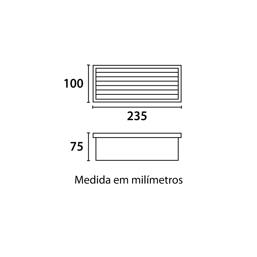 Balizador Embutido Germany Einbau Alumínio e Vidro Jateado com Grade 1L E27 IP44 235x100mm