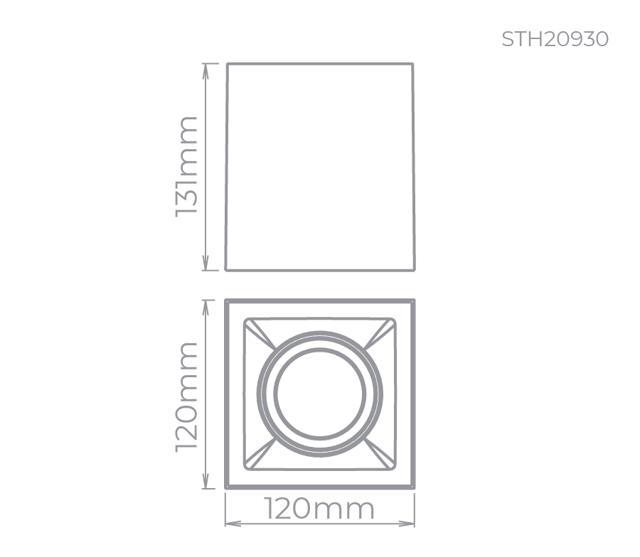 Plafon Sobrepor Stella Square Out AR70 Preto Direcionável 120x120x131mm STH20930PTO