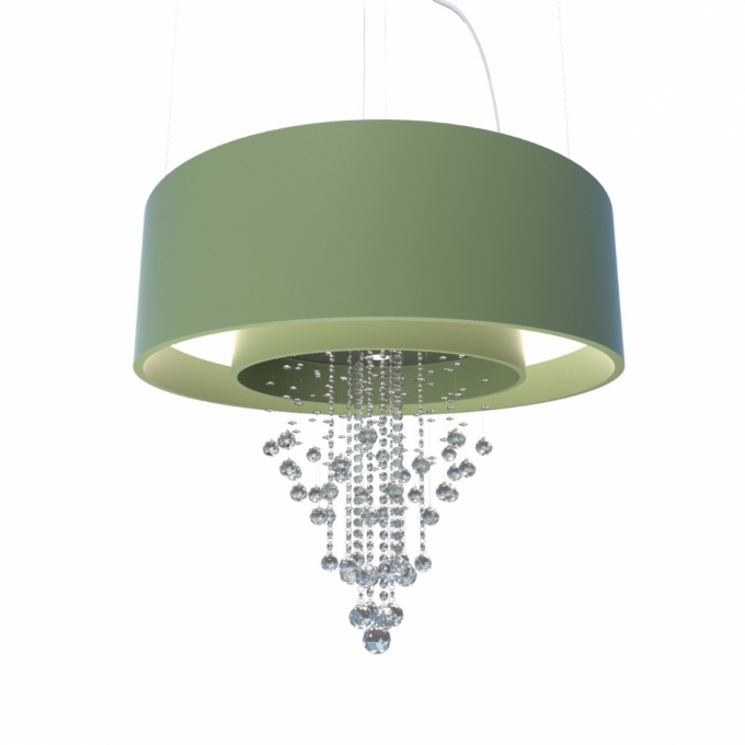 Pendente Accord Cilíndrico Duplo com Cristais 170 watts 2700K + 10L GU10 Ø1500x950mm 1155C