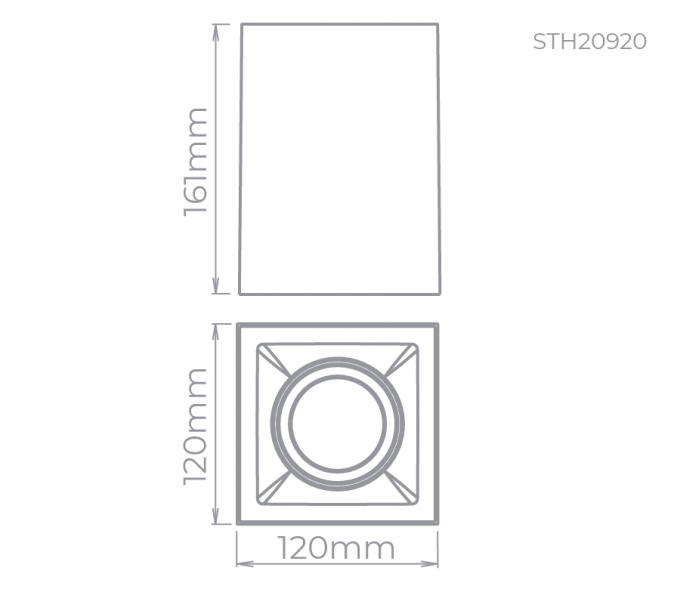 Plafon Sobrepor Stella Square Out PAR20 Branco Direcionável 120x120x161mm STH20920