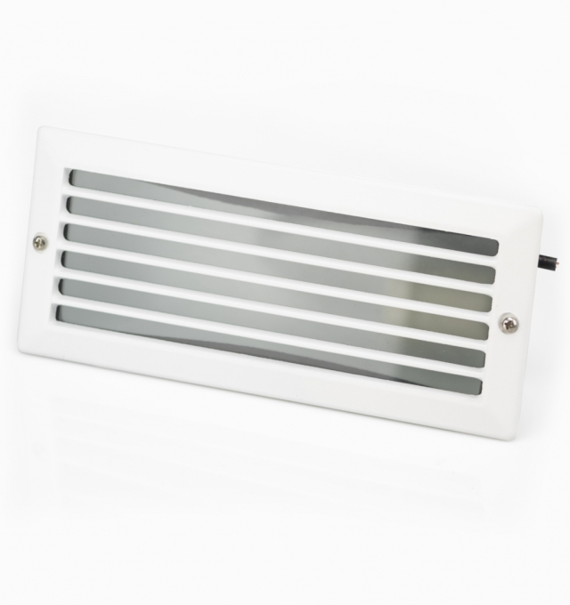 Balizador Embutido Germany Einbau Alumínio e Vidro Jateado com Grade 1L E27 IP44 235x100mm