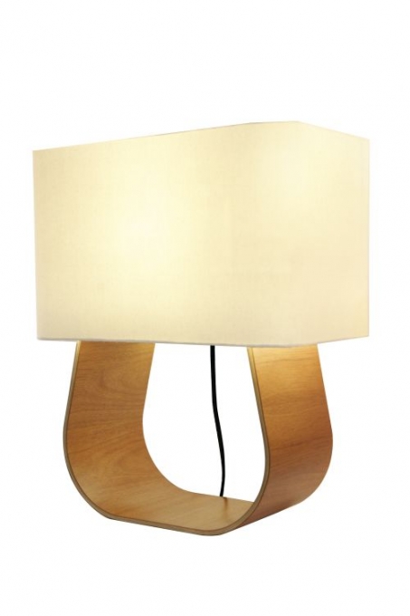 Abajur Nova Home Bent XL Jequitibá e Cúpula Linho 1L E27 590mm 1104