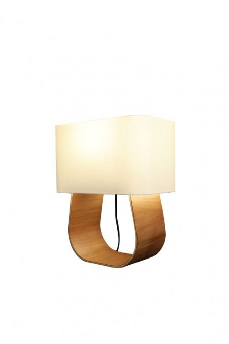 Abajur Nova Home Bent  Jequitibá e Cúpula Linho 1L E27 450mm 1102