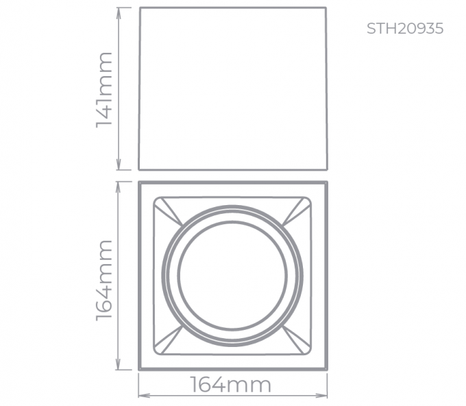 Plafon Sobrepor Stella Square Out AR111 Direcionável 164x164x141mm Branco STH20935BR
