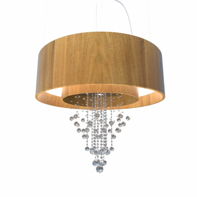 Pendente Accord Cilíndrico Duplo com Cristais 12L E27 + 8L GU10 (Inclusas) Ø1200x350mm 298C