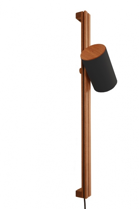 Arandela Nova Home Slide Jequitibá e Cúpula Alumínio Preto 1L E27 750mm 4048