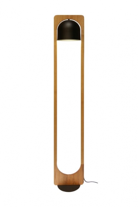 Luminária de Piso Nova Home RLTV Jequitibá Natural e Cúpula Preta 1L E27 1650mm 2083