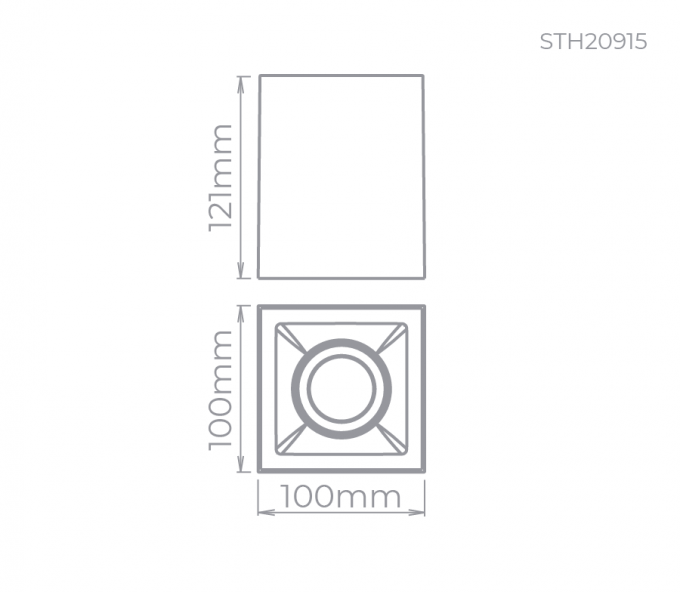 Plafon Sobrepor Stella Square Out MR16 Preto Direcionável 100x100x120mm STH20915PTO