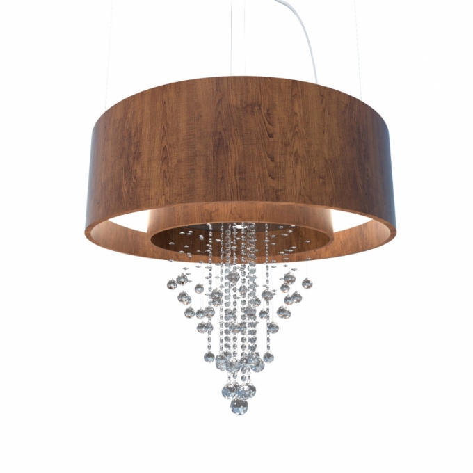 Pendente Accord Cilíndrico Duplo com Cristais 12L E27 + 8L GU10 (Inclusas) Ø1200x350mm 298C