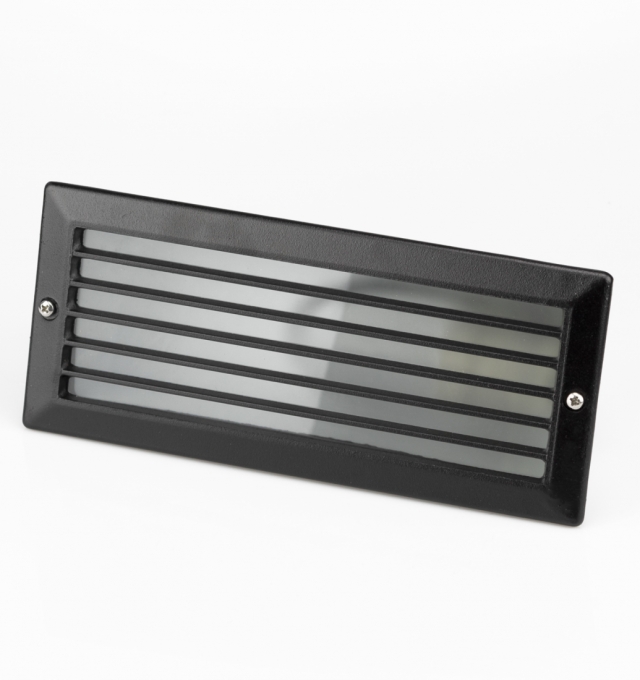 Balizador Embutido Germany Einbau Alumínio e Vidro Jateado com Grade 1L E27 IP44 235x100mm