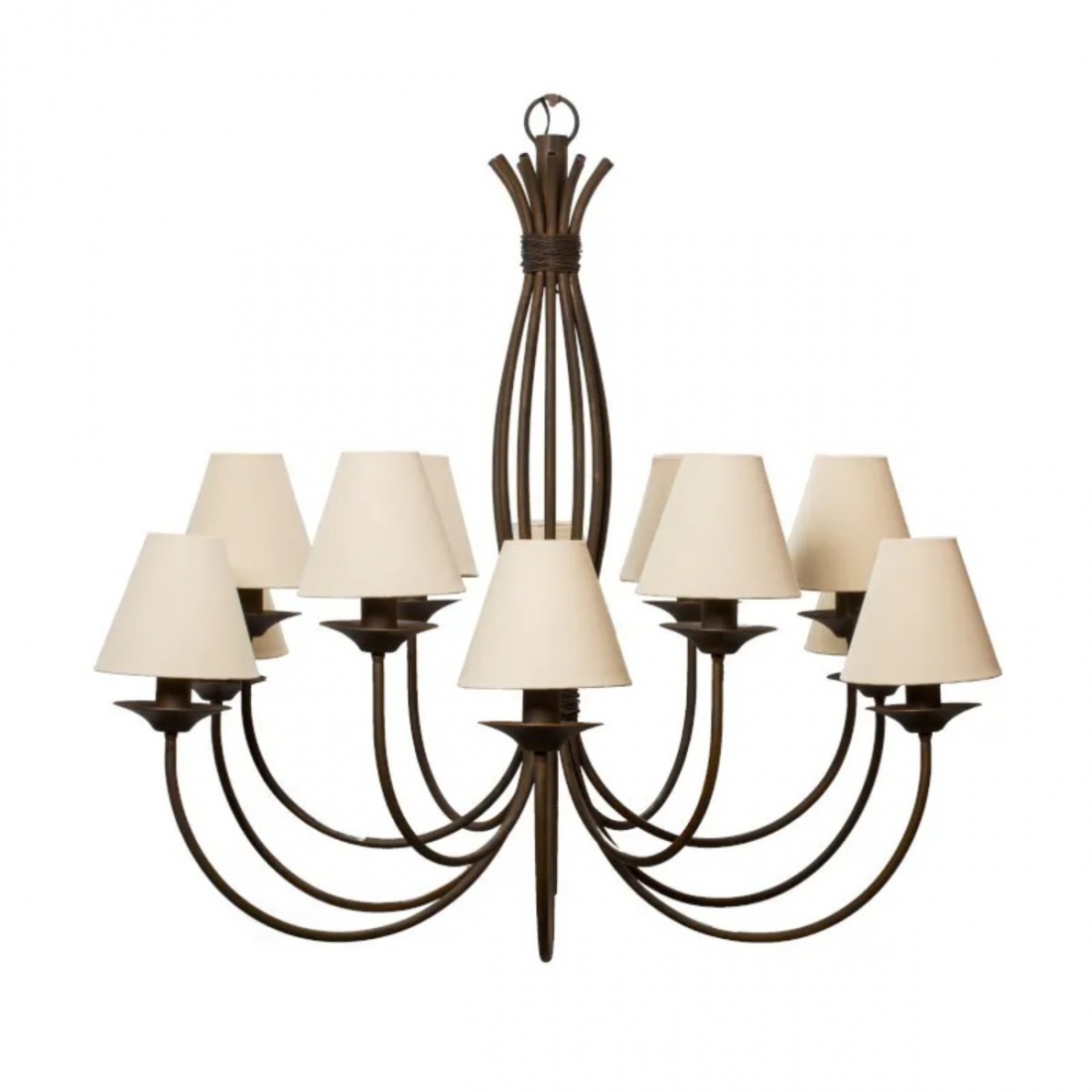 Lustre Foco Metallo Puntas Cúpulas Tecido 18L E27 Ø1460x1270mm LU 400/18