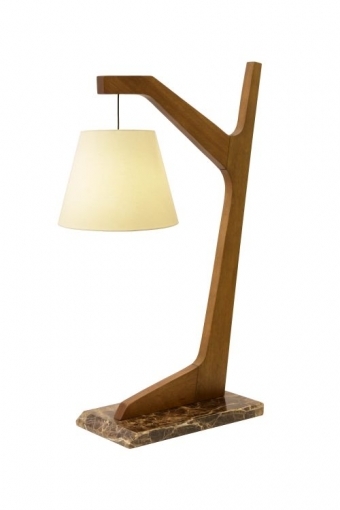 Luminária de Mesa Nova Home Margot Jequitibá Mármore e Cúpula Linho 1L E27 600mm 1092