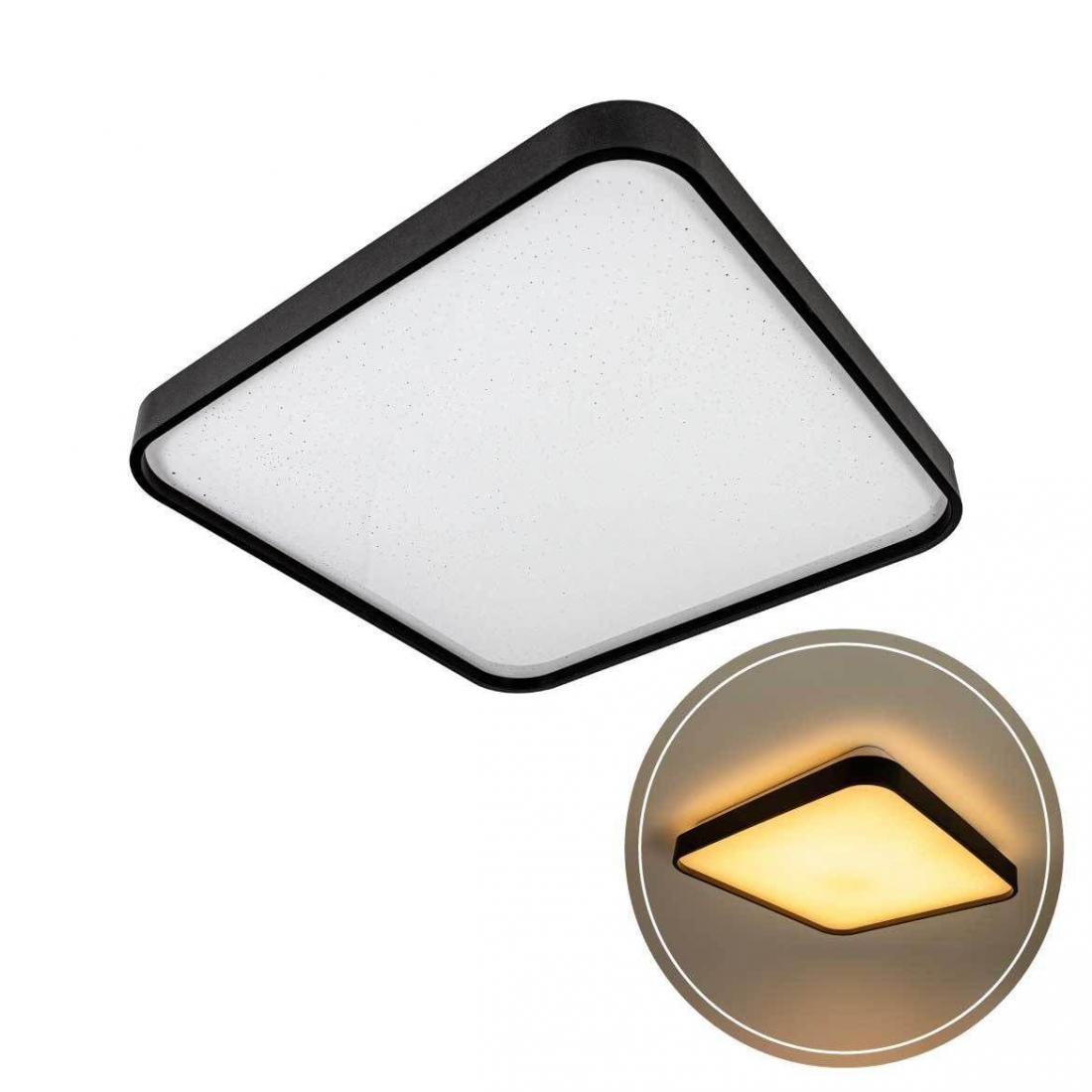 Plafon Opus LED Black 12 watts 3000K Bivolt Difusor Cintilante 280x280mm Preto OPS 80044