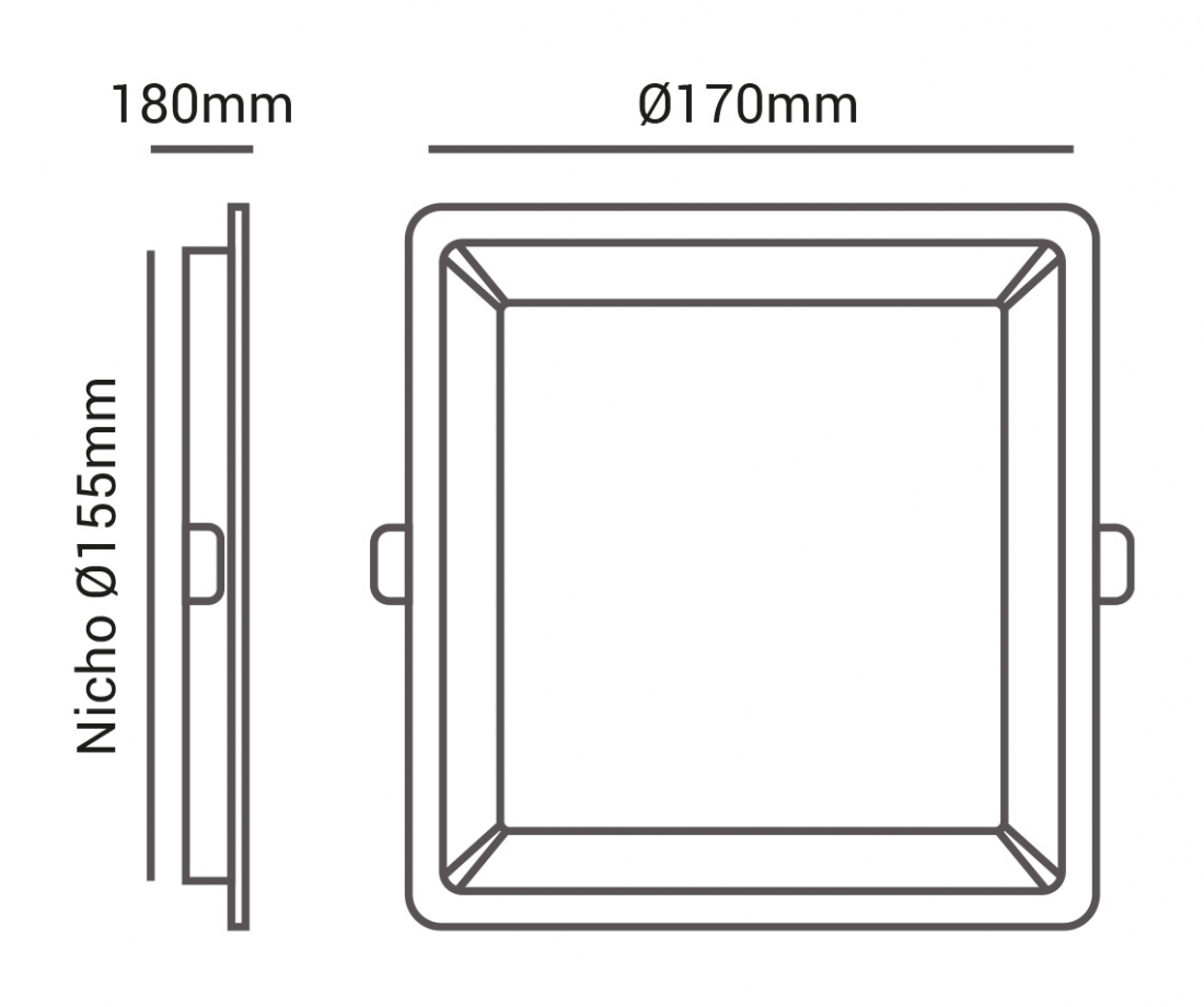 Painel Embutido Opus Recuado 3000K 18 watts 170x170mm Preto OPS 80211