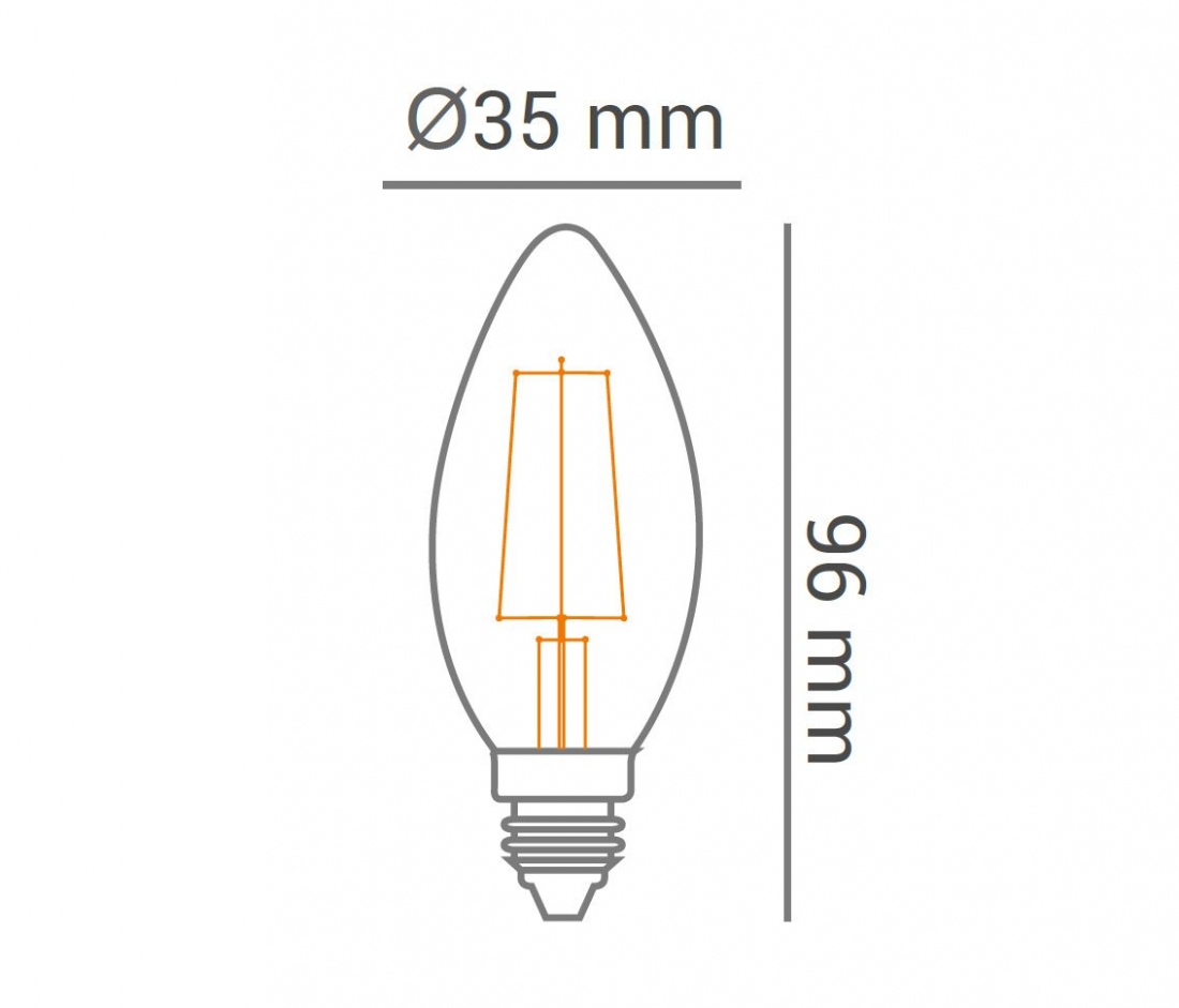 Lâmpada Opus Vela Lisa Filamento Bivolt 4 watts E12 2400K Ø35x96mm OPS 36878