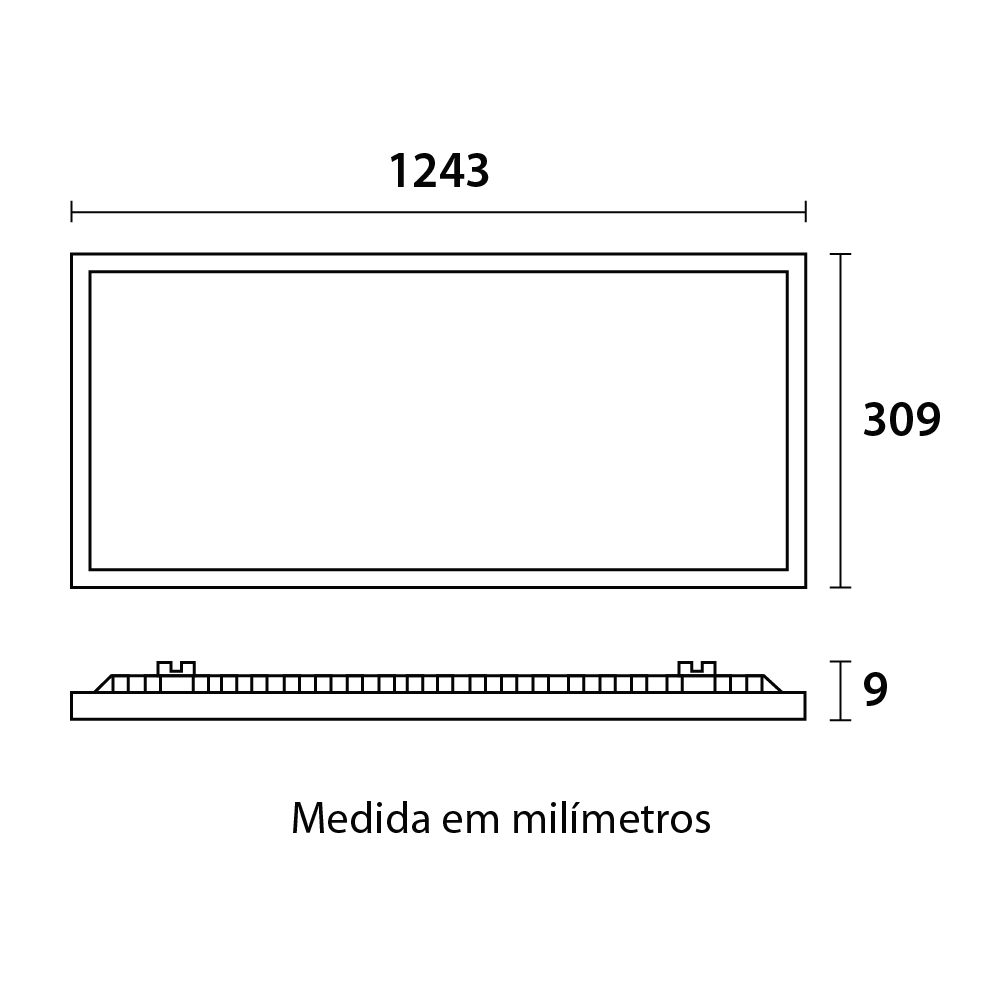 Painel Embutido Retangular Blumenau 45 watts Backlight 6500K 1240x309mm 80486004