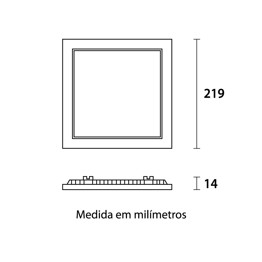 Painel Embutir Blumenau Quadrado Tech Borda Preta 18 watts 4100K 218x218x15mm 80444104