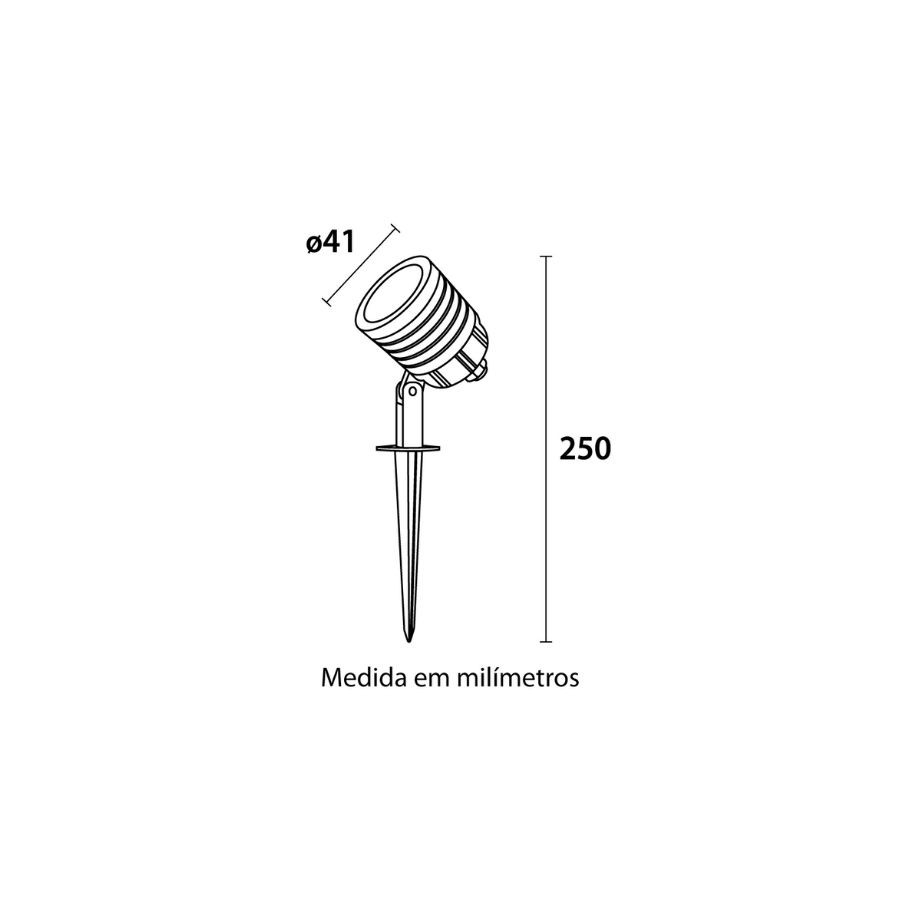 Espeto Jardim 3 watts IP65 VERDE Ø42x250mm Preto Blumenau 2103301