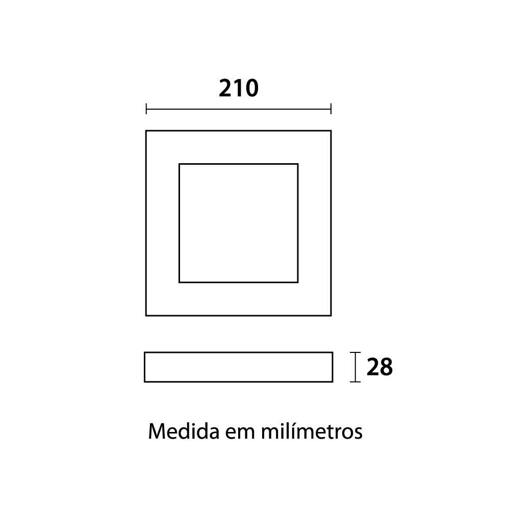 Painel Sobrepor Blumenau Quadrado Tech Borda Preta 18 watts 6500K 212x212x24mm 80806001